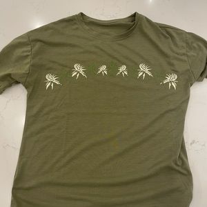 shein green plant shirt m